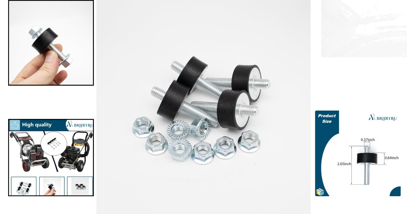Stainless Steel Pressure Washer Engine Mounting Hardware Kit – 4 Mounts & 8 Nuts