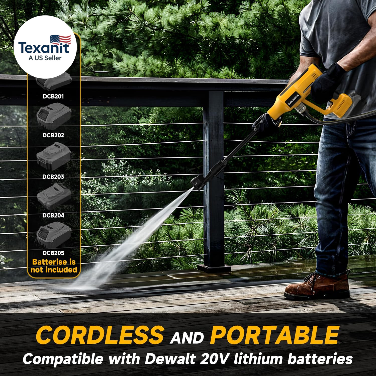 Cordless Portable Washer Compatible with Dewalt 20V Battery, 700 PSI Portable Ha