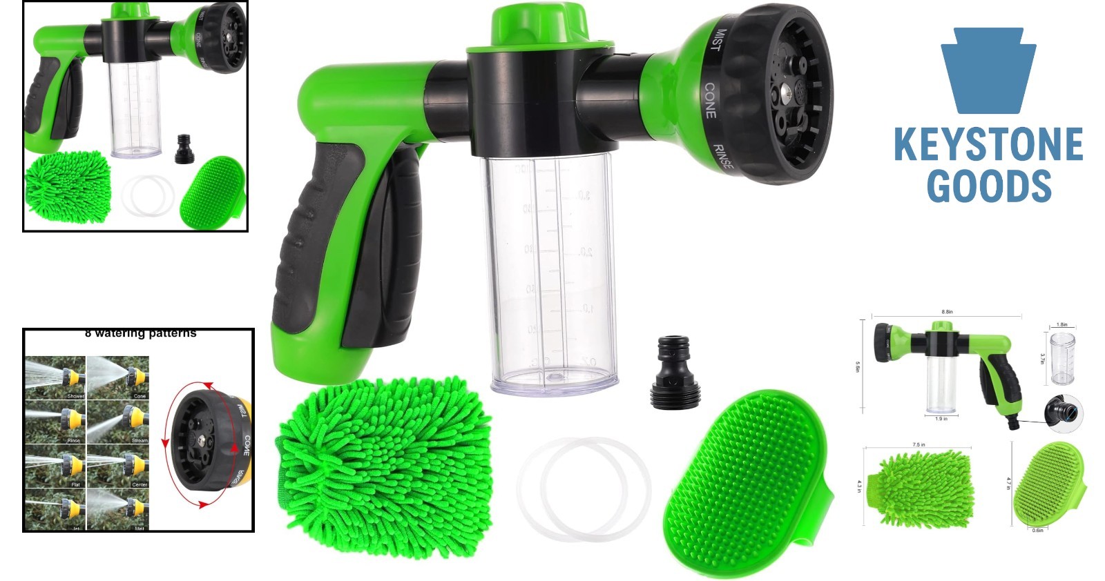 8-in-1 High-Pressure Garden & Car Wash Foam Gun with Nozzle & Accessories