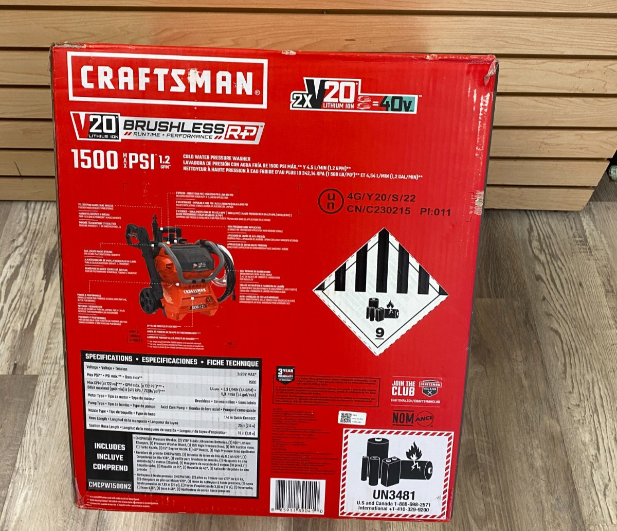 Craftsman V20 1500 PSI Cold Water Pressure Washer – Red (CMCPW1500N2)