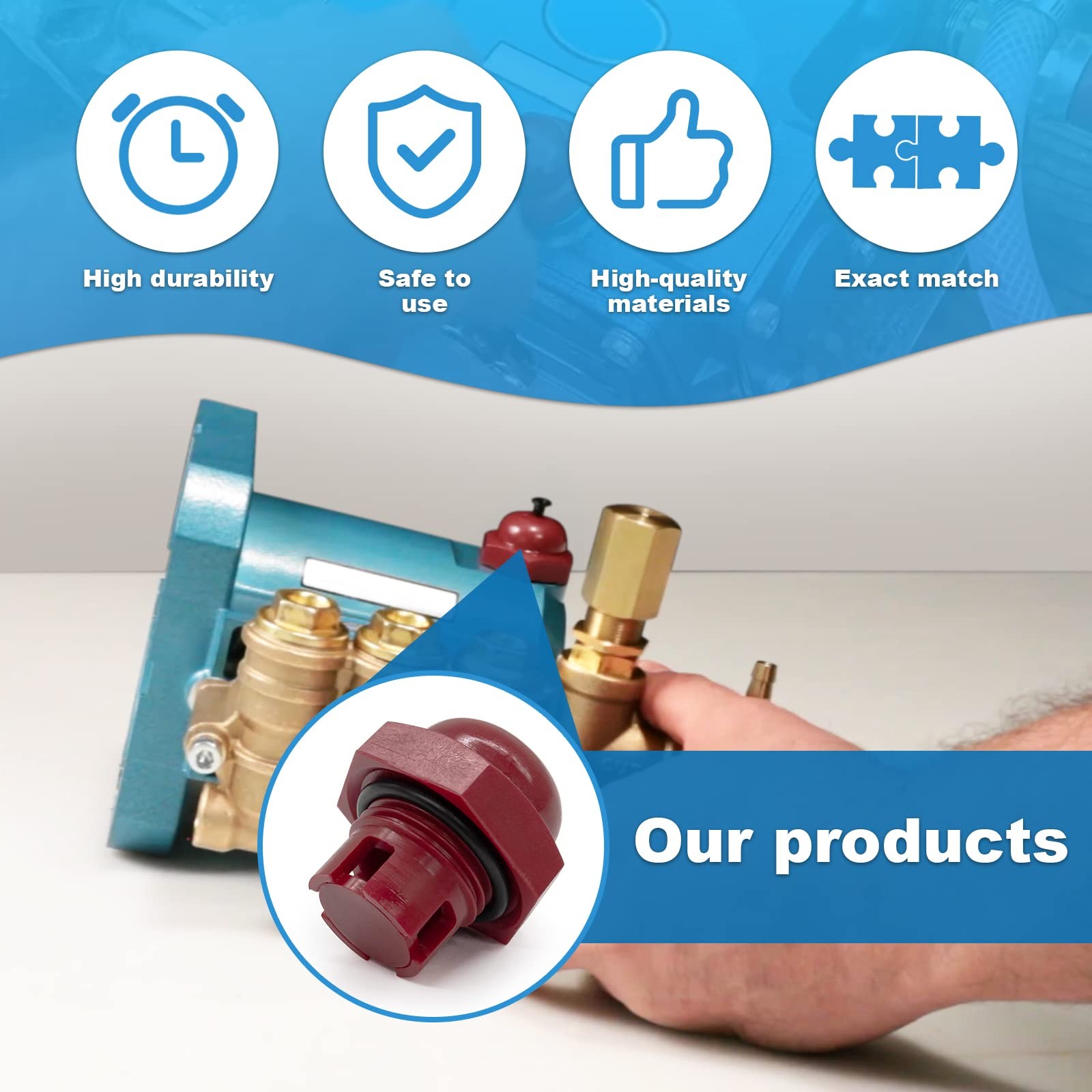 Oil Fill Cap Replacement with ORing for Cat Pumps Pressure Washer Red 1 PC
