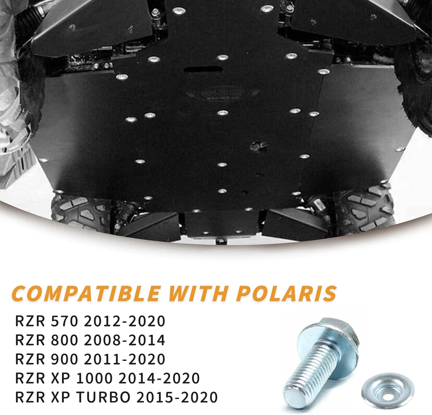 20 Piece Set UTV Skid Plate Washer and Bolt Kit Compatible with Polaris RZR 570