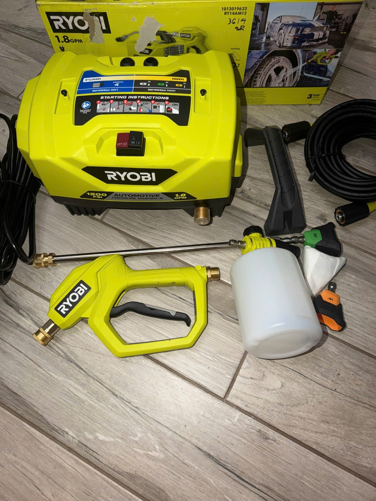 RYOBI RY14AM12 1200 PSI 1.8 GPM Automotive Electric Pressure Washer