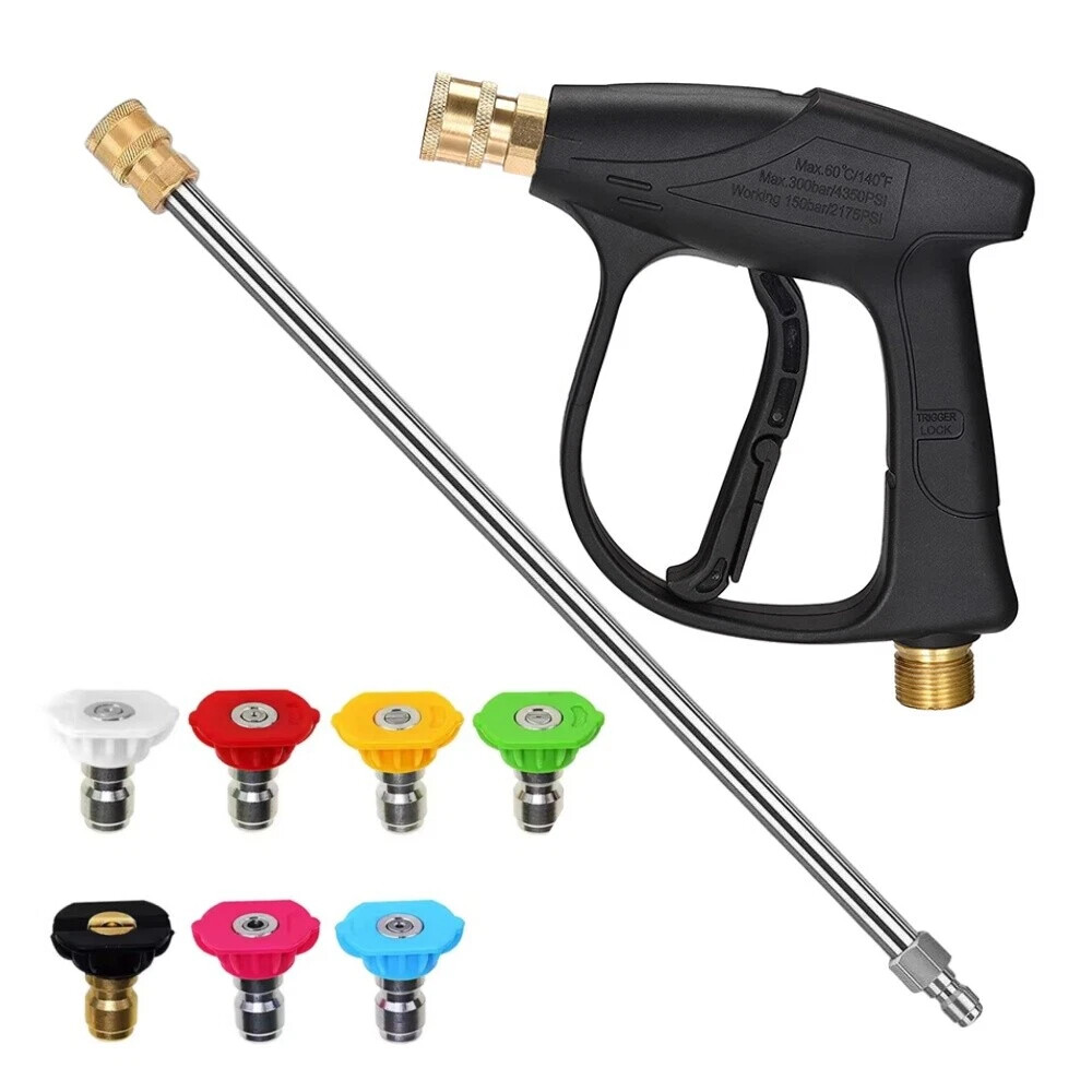 4000PSI High Pressure Power Washer Spray Gun Wand Lance 5* Nozzle Tips Hose M22