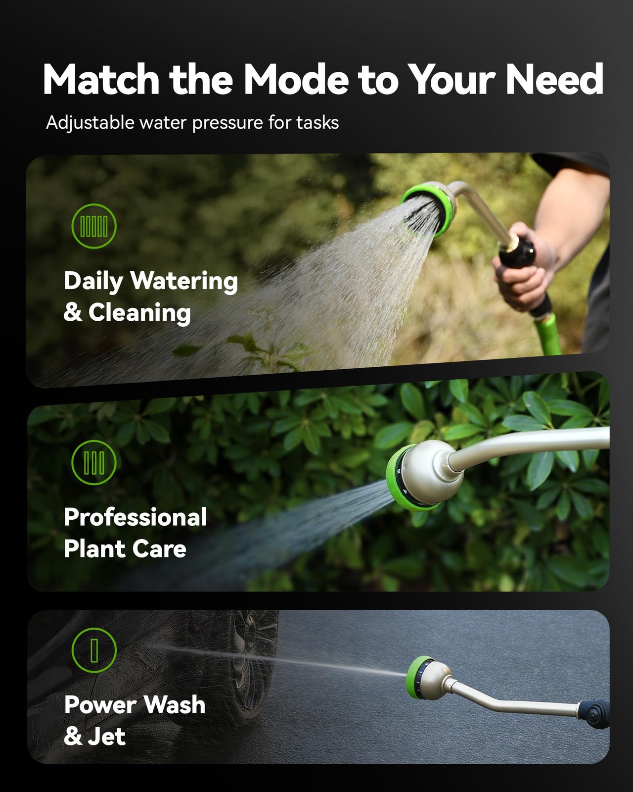 RAINPOINT Watering Wand, 16 Inch Metal Garden Hose Wand with 16 Inches, Green