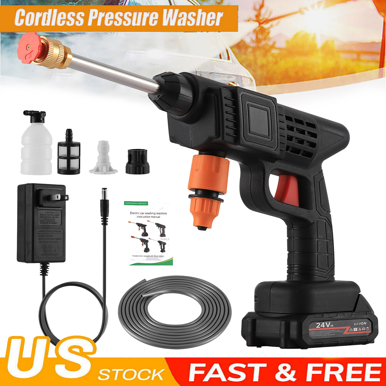 Cordless Electric High Pressure Washer Spray Water Gun Household Car Washer