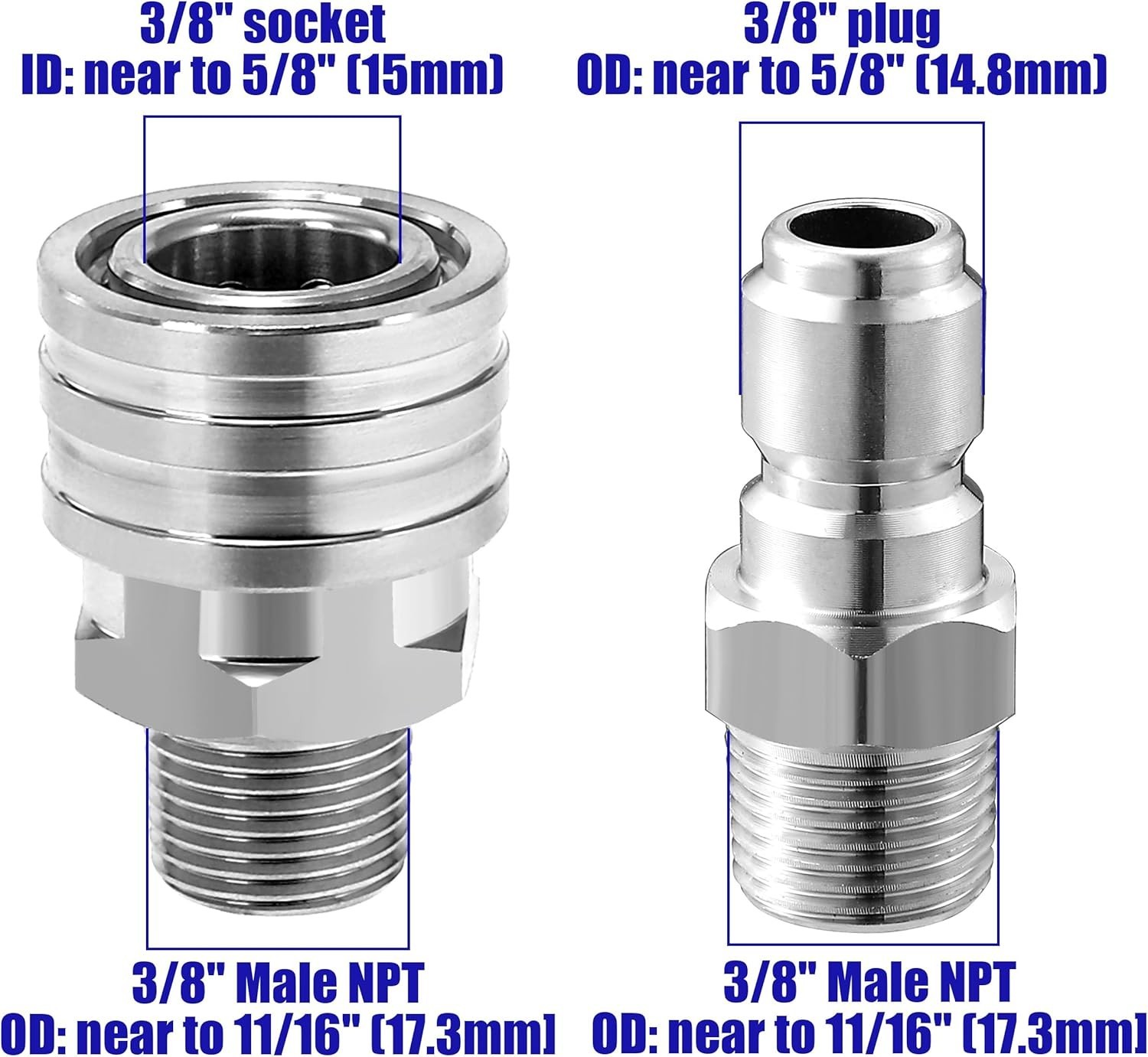 Pressure Washer Adapter Set, Quick Connect Kit, 3/8’’ Male Thread Fitting, 50…