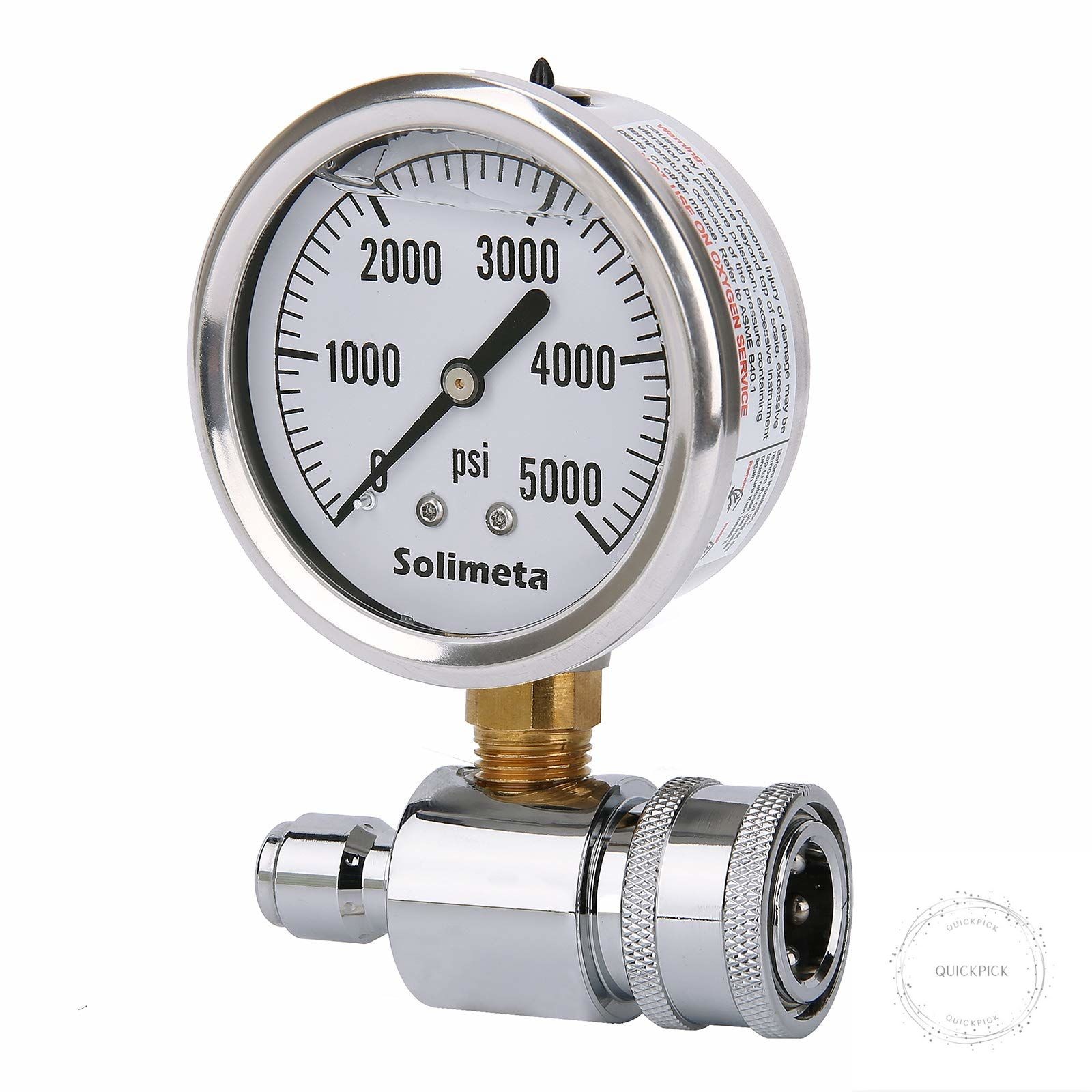 2-1/2″ Pressure Washer Pressure Gauge Kit, 3/8 Inch Quick Connect, 5000 psi Pres