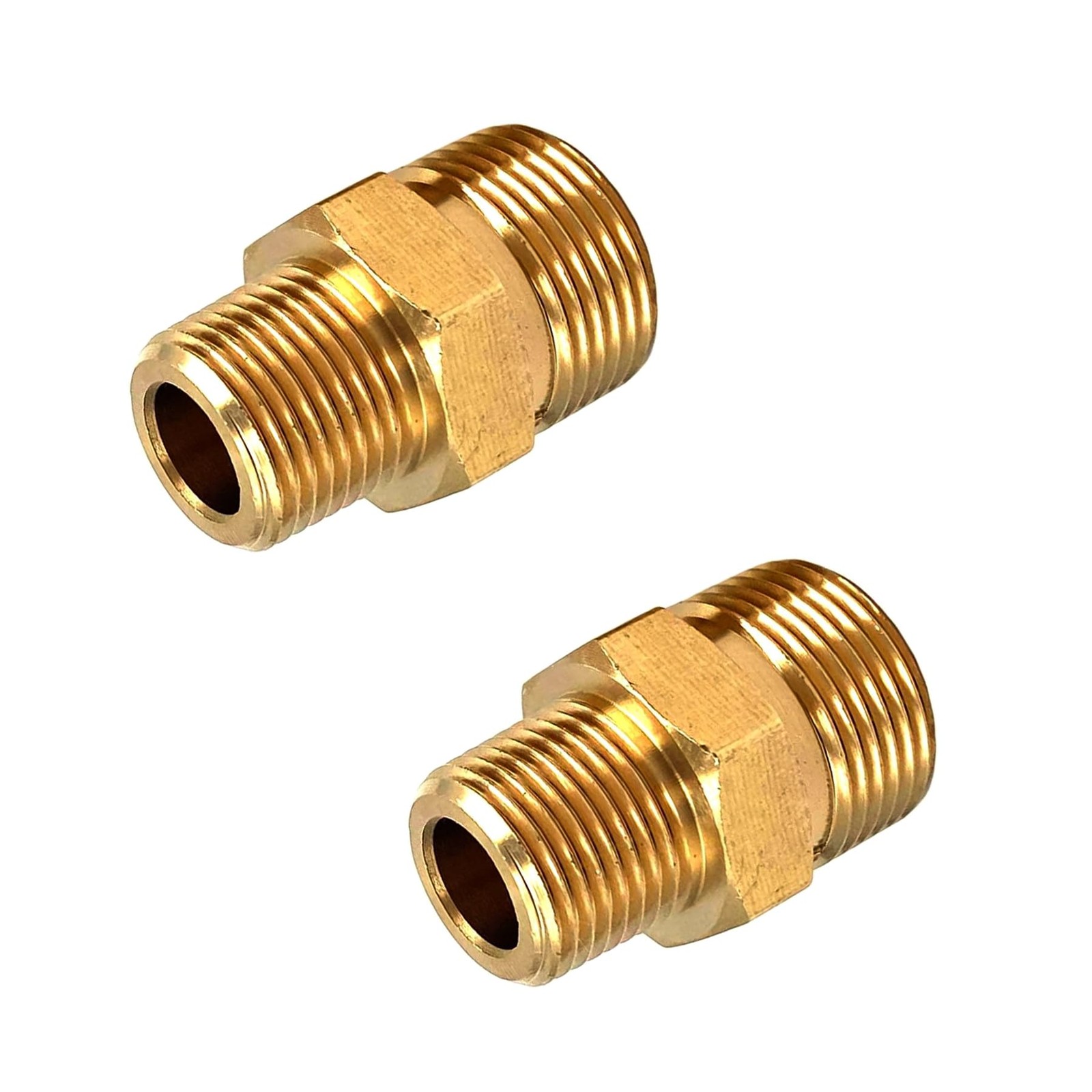 2 Pcs M22 Pressure Washer Fittings, Brass 3/8 Inch NPT Male to Metric M22 14m…