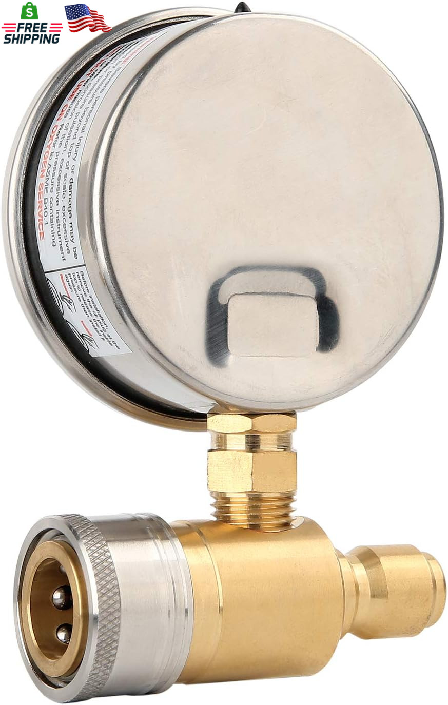 Measureman 2-1/2″ Pressure Washer Gauge, Pressure Gauge Kit, 3/8 Inch Quick Conn