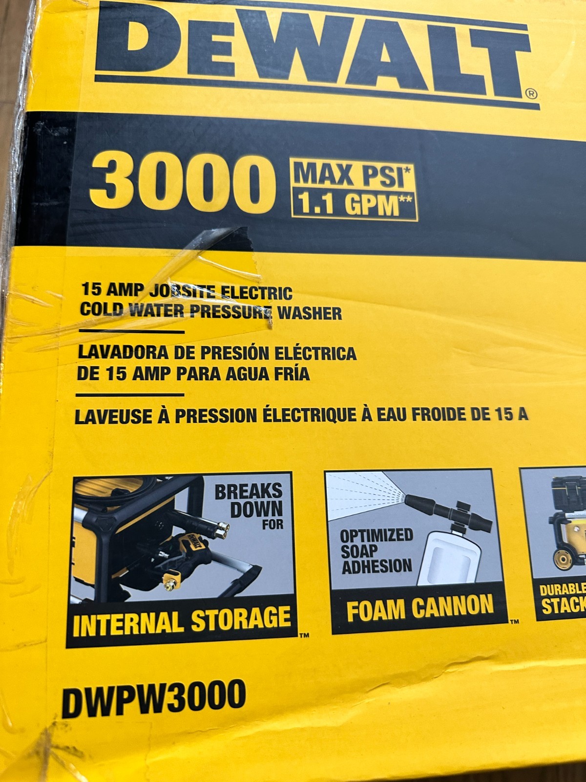 *NEW Dewalt DWPW3000 3000 PSI Cold Water Electric Pressure Washer 1.1 GPM 15 amp