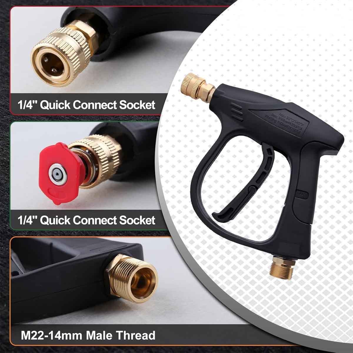1/4″ High Pressure Washer Gun 4350 PSI Car Wash Foam Spray w/ M22-14mm Connector
