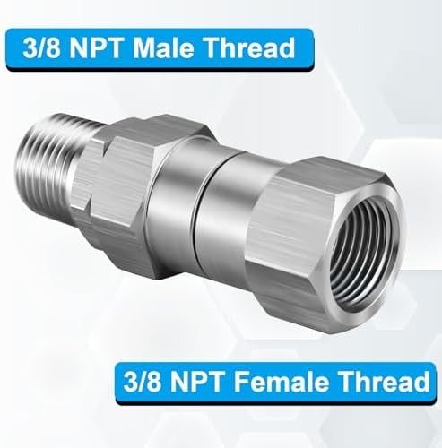 2 PACK Pressure Washer Swivel 3/8″ NPT Stainless Steel, 360° Rotating Kink Free