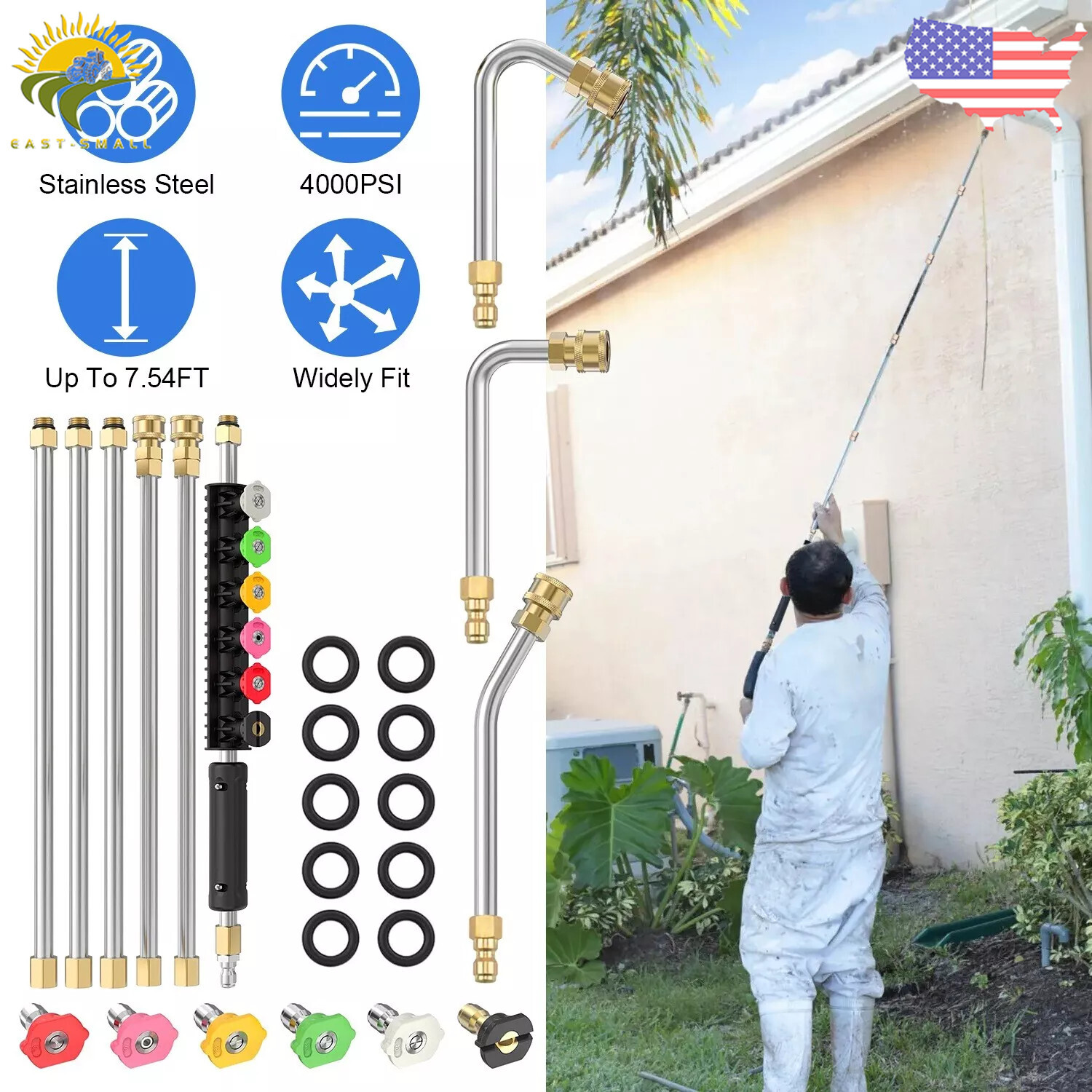 97 Inch Pressure Washer Extension Wand, Replaceable Upgraded Power Washer Lance