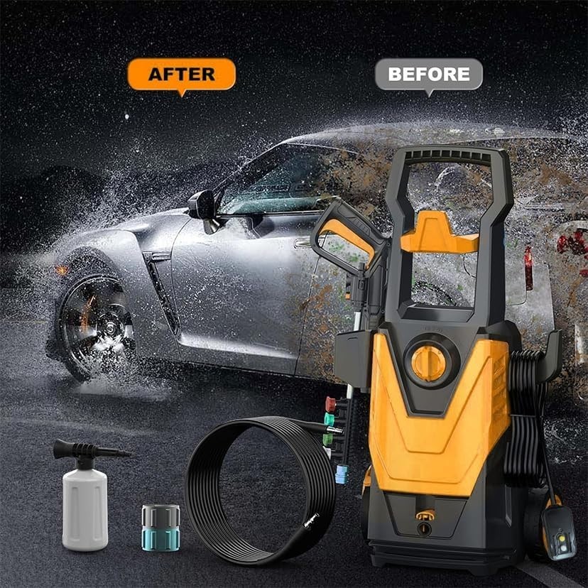 Yellow 5000PSI Power Washer for Cars, Patios, and More – Multi-Purpose Cleaning