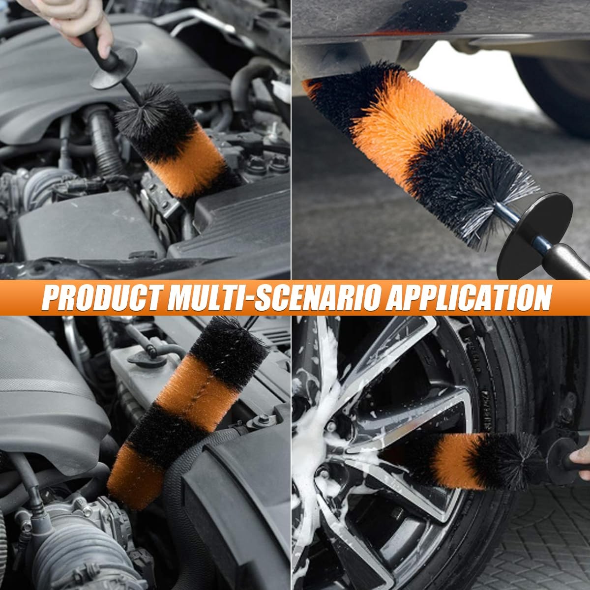 Master Car Wheel Brush, 16″ Long Soft Bristle Rim Orange & Black
