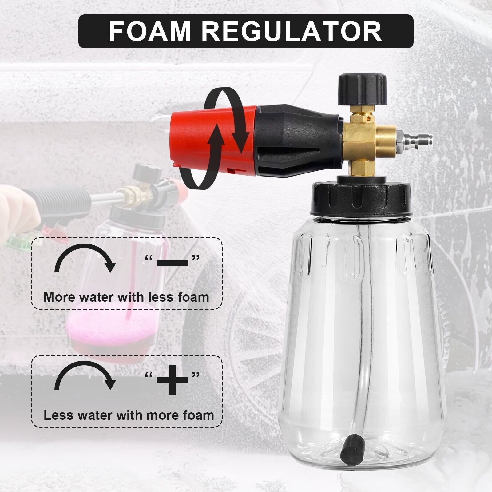 1/4″ Snow Foam Washer Gun Car Wash Soap Lance Cannon Spray Pressure Jet Bottle