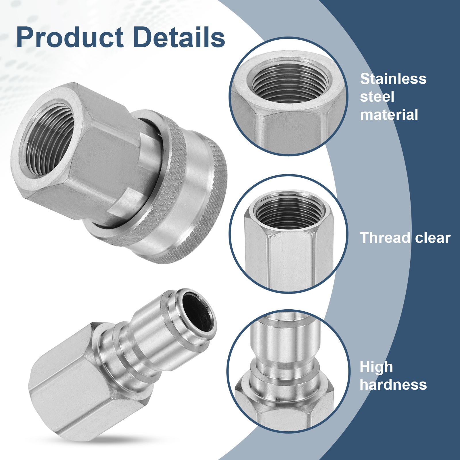 Pressure Washer Adapter, G3/8″ Male and Female Quick Plug Fittings Kit
