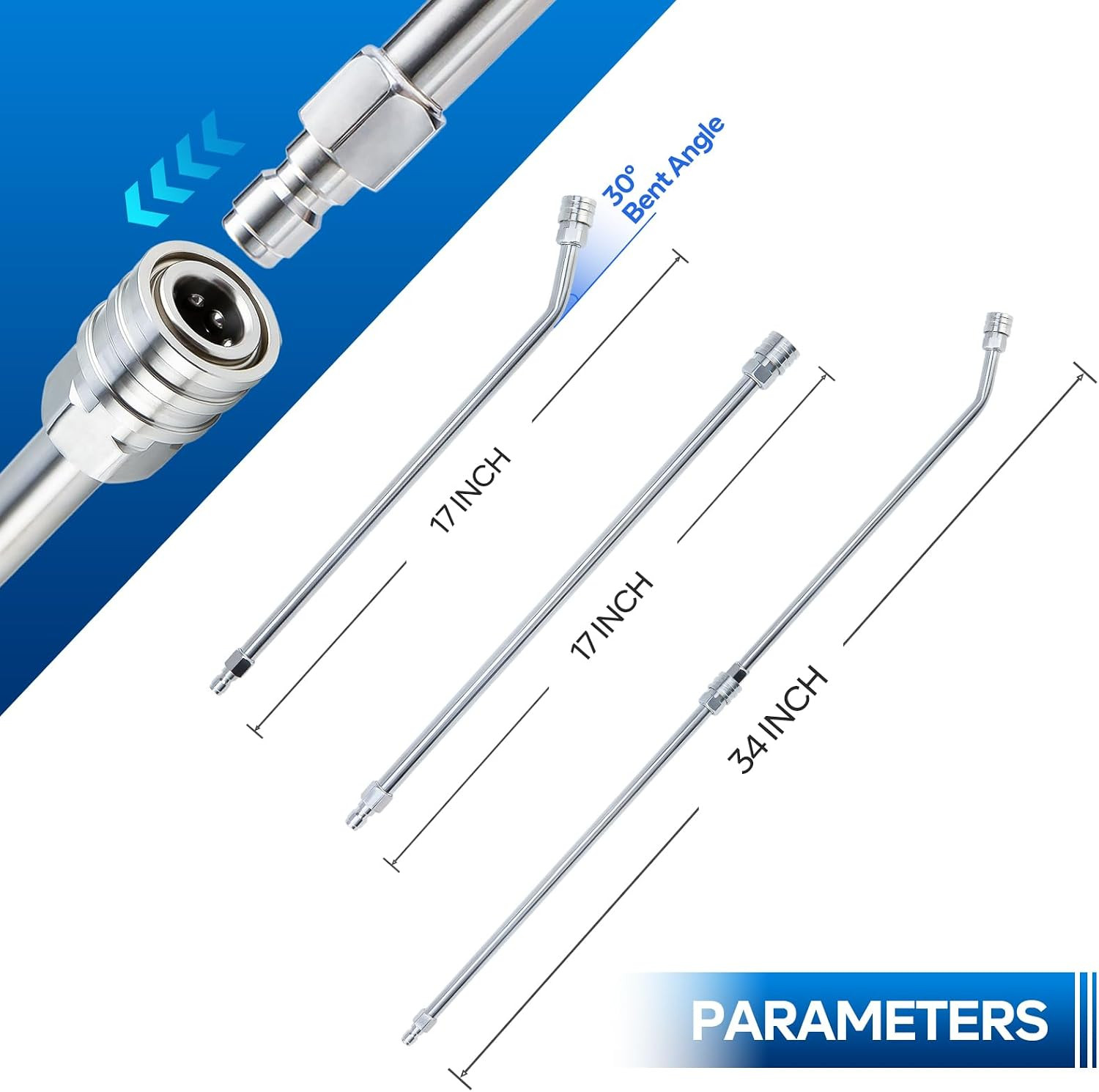 Pressure Washer Extension Wand, 17 Inch Stainless Steel, 2 Pack |
