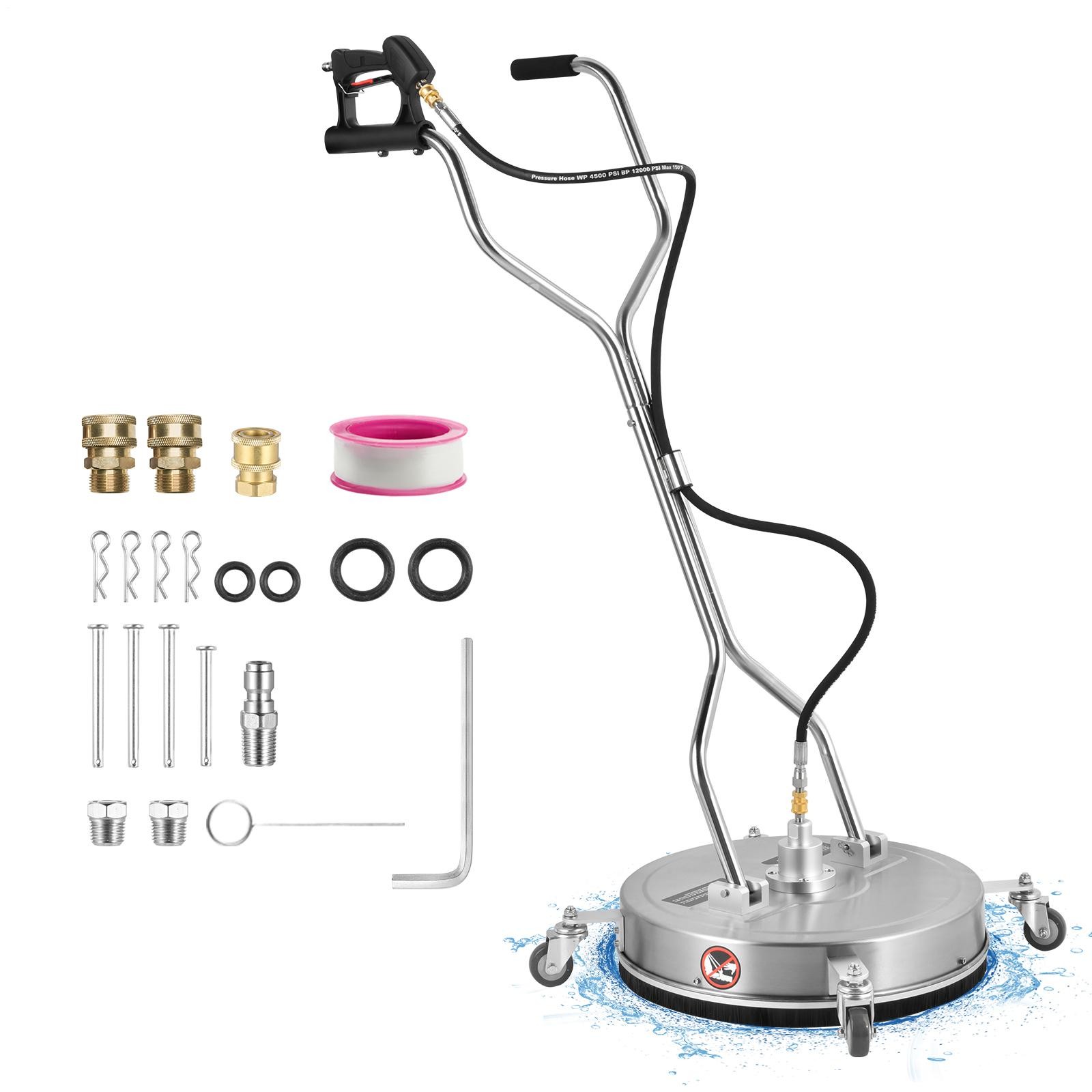 20″ Pressure Washer Surface Cleaner 4000PSI w/ Handles & Wheels Stainless Steel