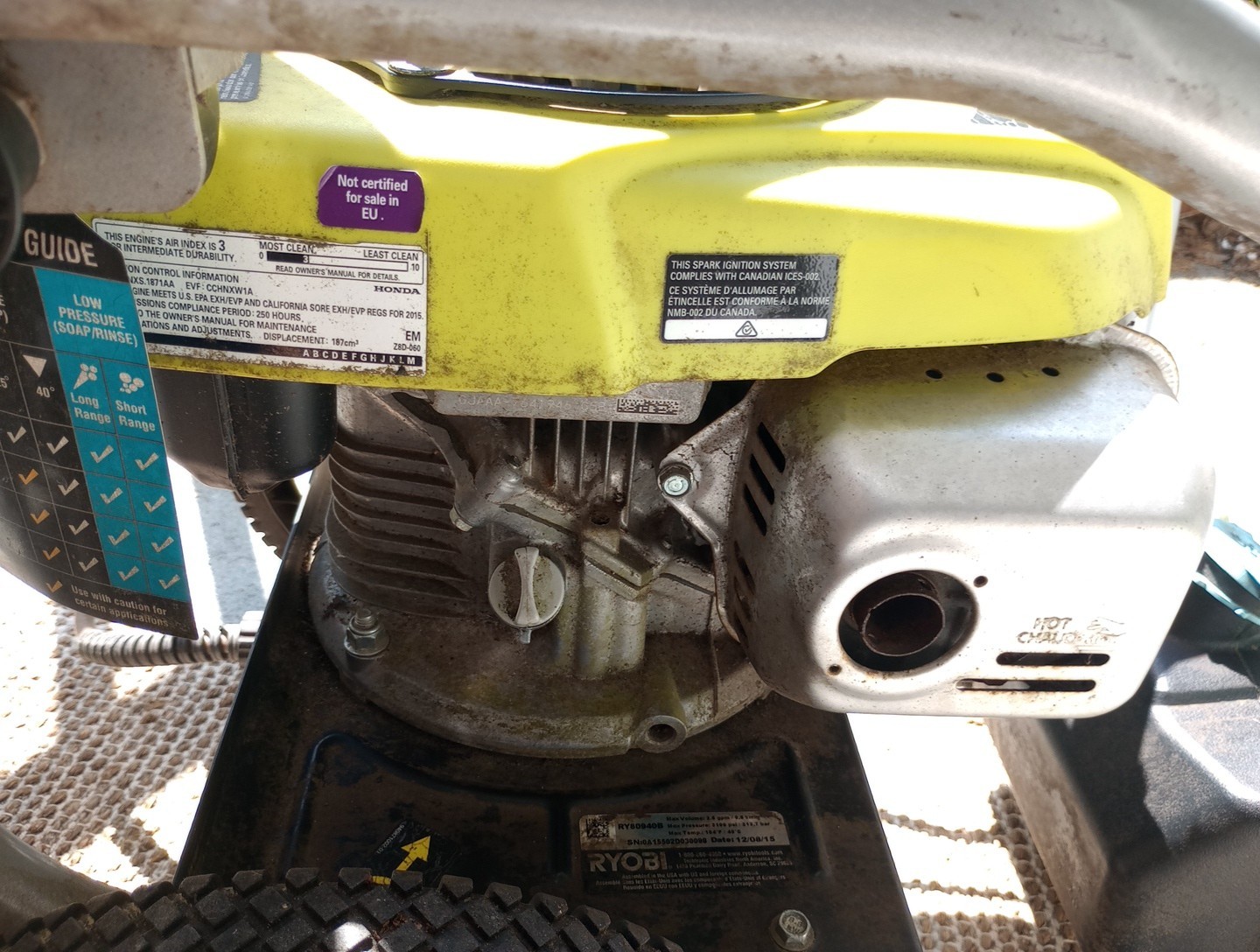 RYOBI3100 PSI 2.5 GPM Cold Water Gas Pressure Washer with Honda GCV190 Engine