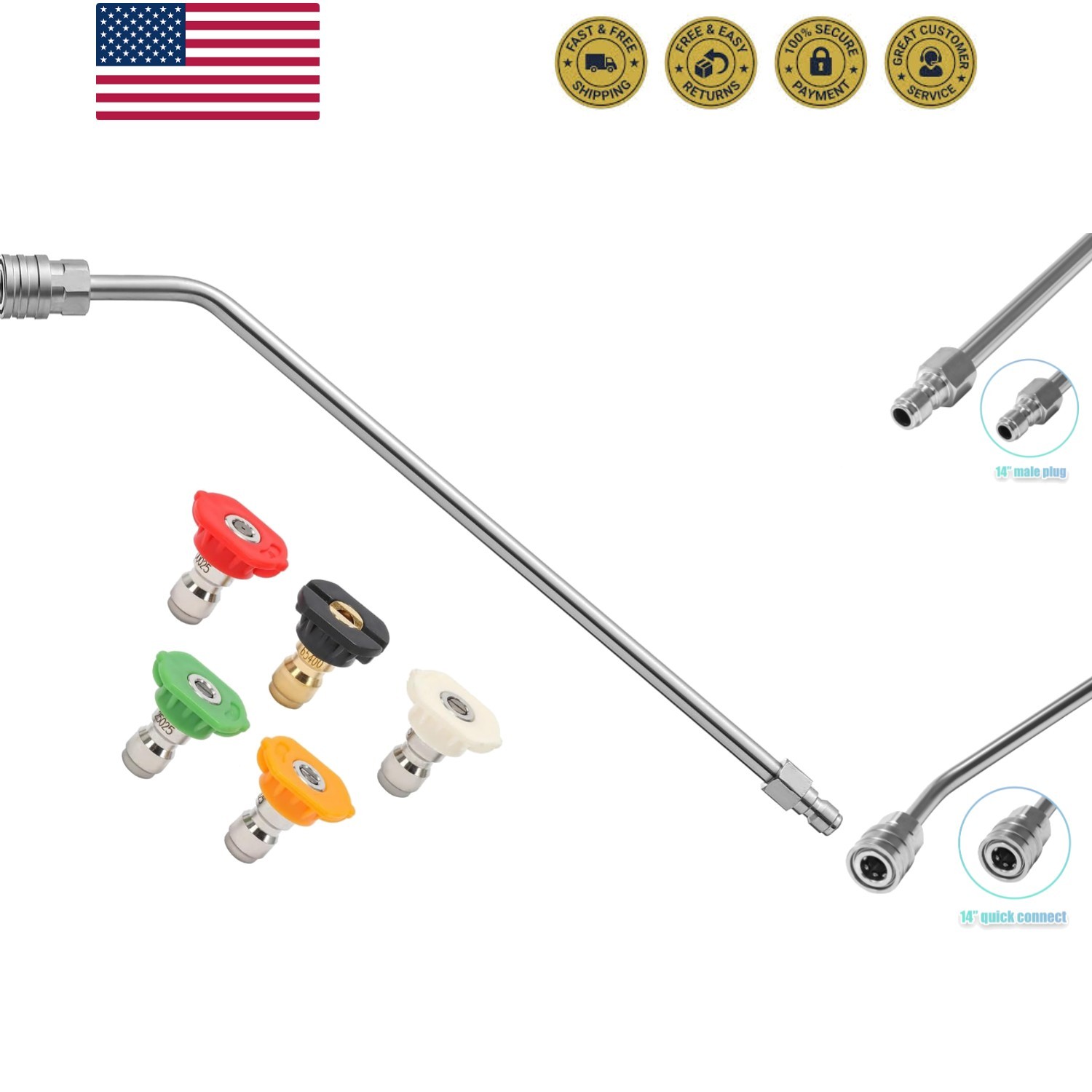 Pressure Washer Extension Wand, 45 Degree Curved Angled Attachment Lance for …
