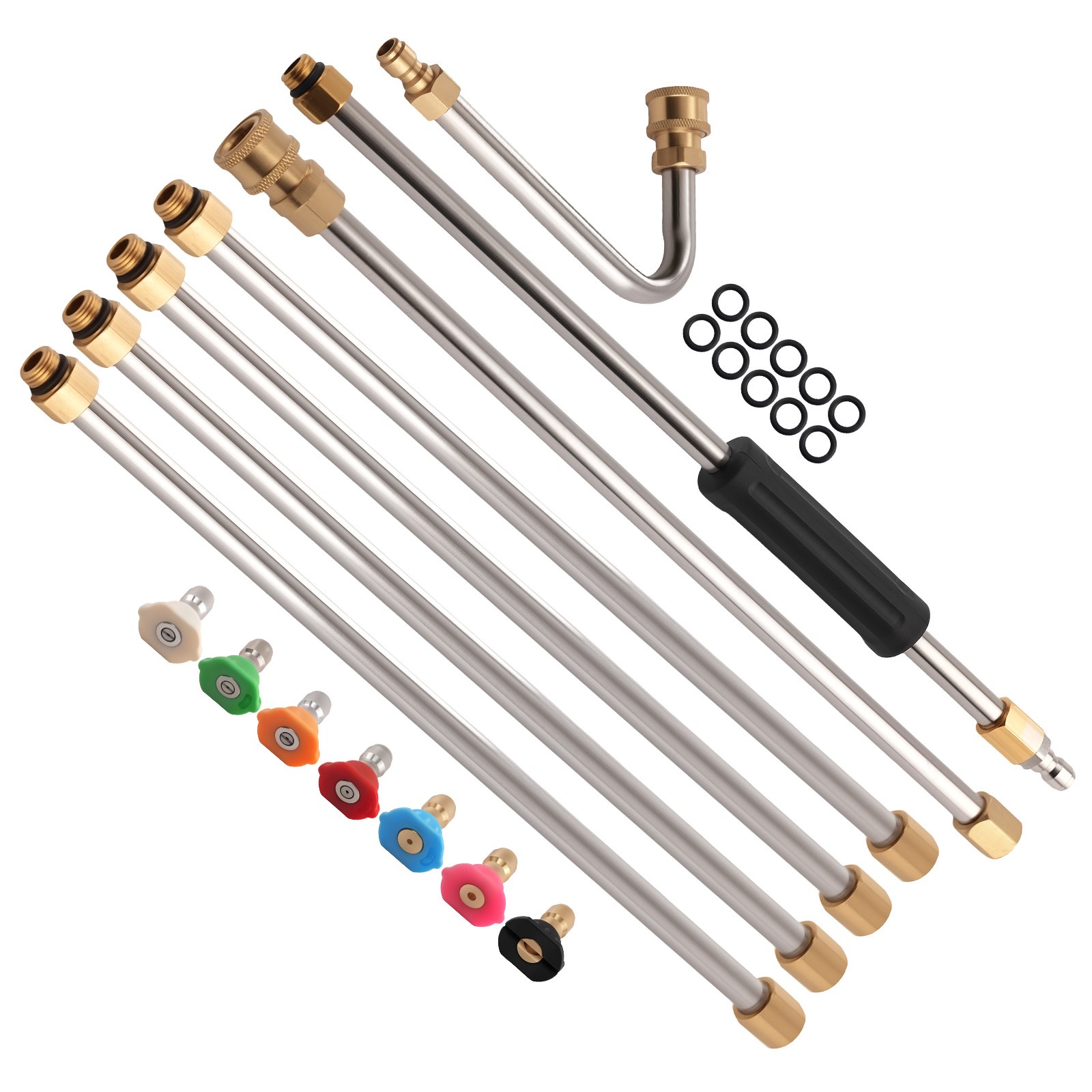 15in Pressure Washer Extension Rod Extension Lance Stainless Steel 7 Nozzles