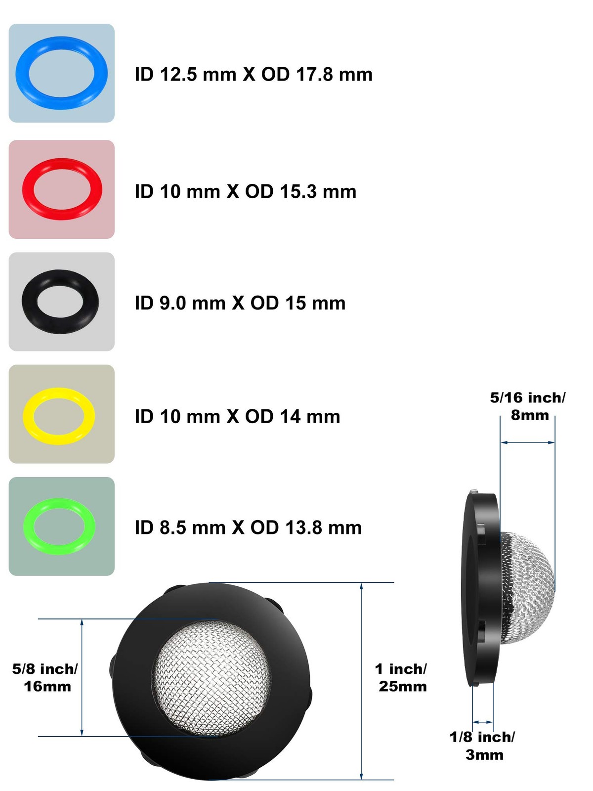 48 Pieces O-Ring Power Pressure Washer Kit 6 Sizes Sealing Stainless Steel Filte