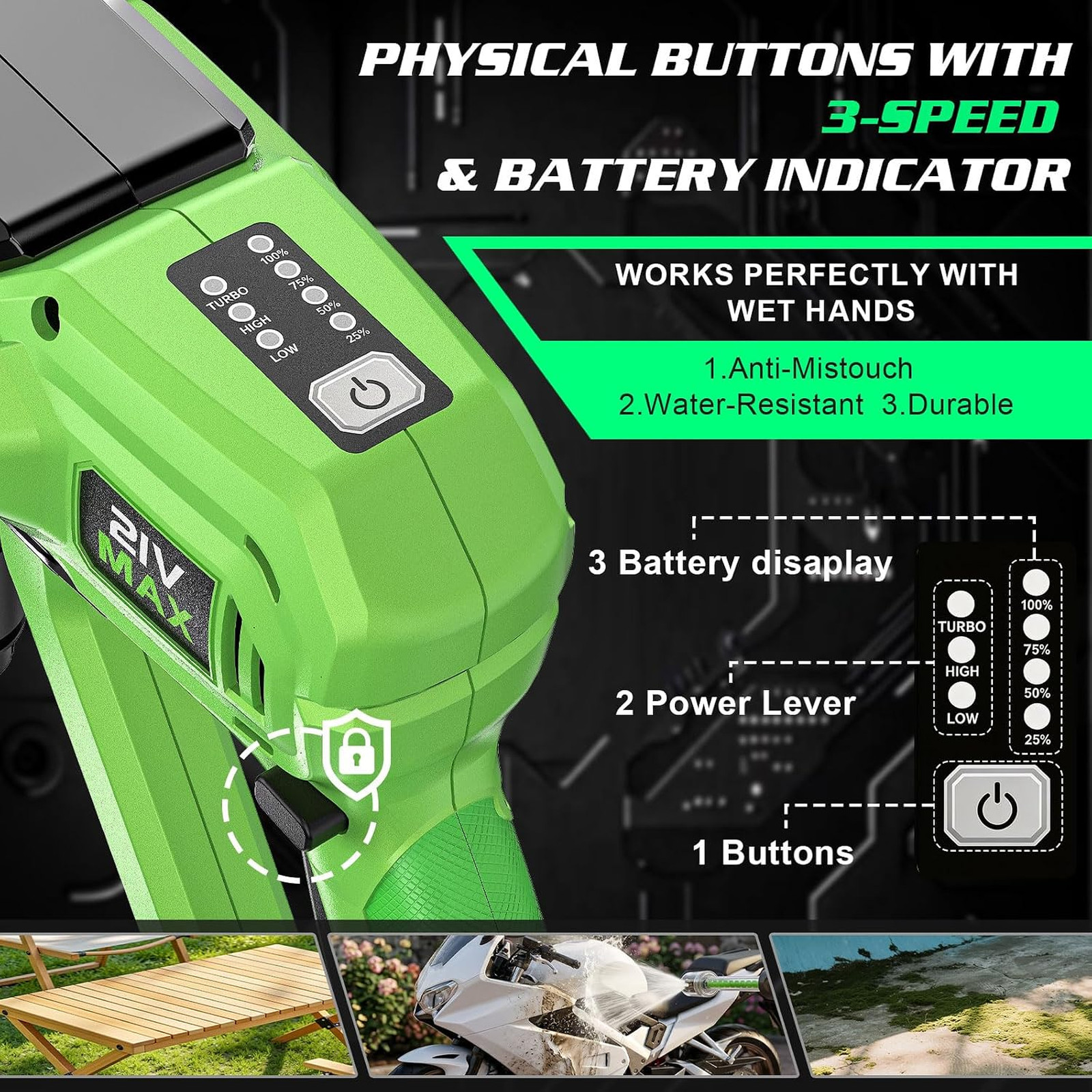 Cordless Portable Washer for Car and Home with Brushless Motor 1500W Dual