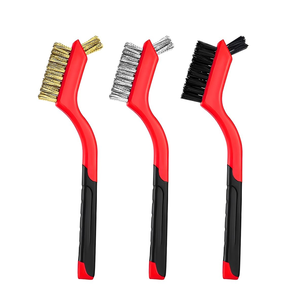 FSTURIOS 3 PCS Wire Brush Set, 7 Inch Brass/Stainless Steel/Nylon 3