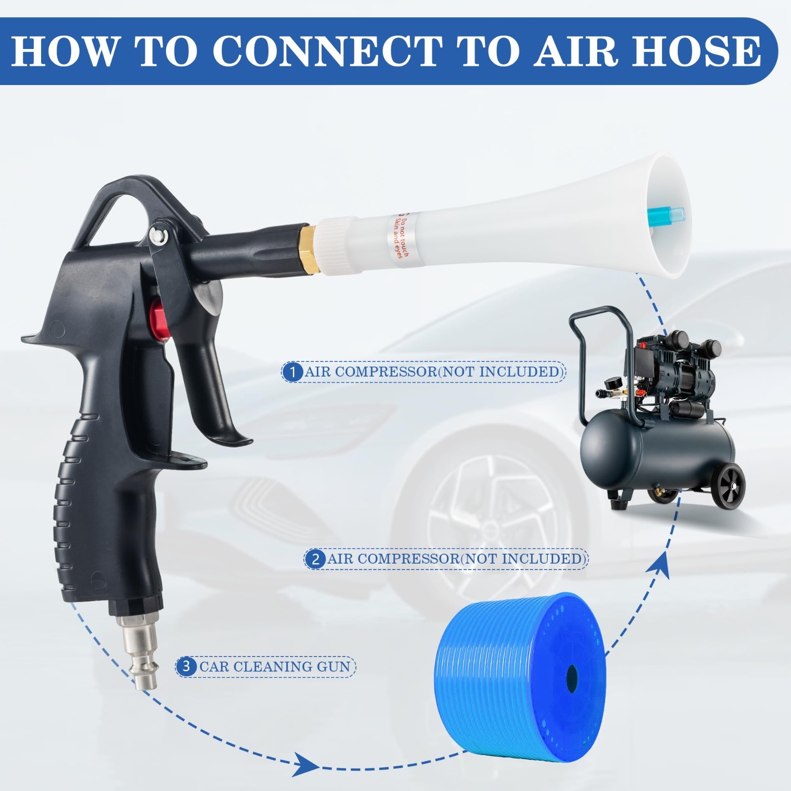 Car Cleaning Gun & Air Blower Nozzle | Teflon Coated Metal Detailing Tool