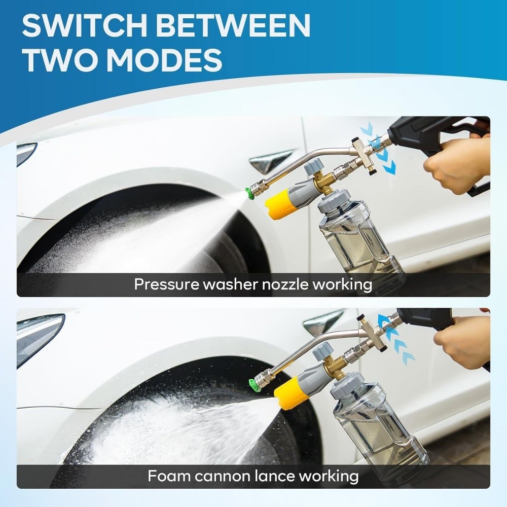 Dual Connector Pressure Washer 1/4″ Lance with 5 Spray Nozzles for Foam Cannon