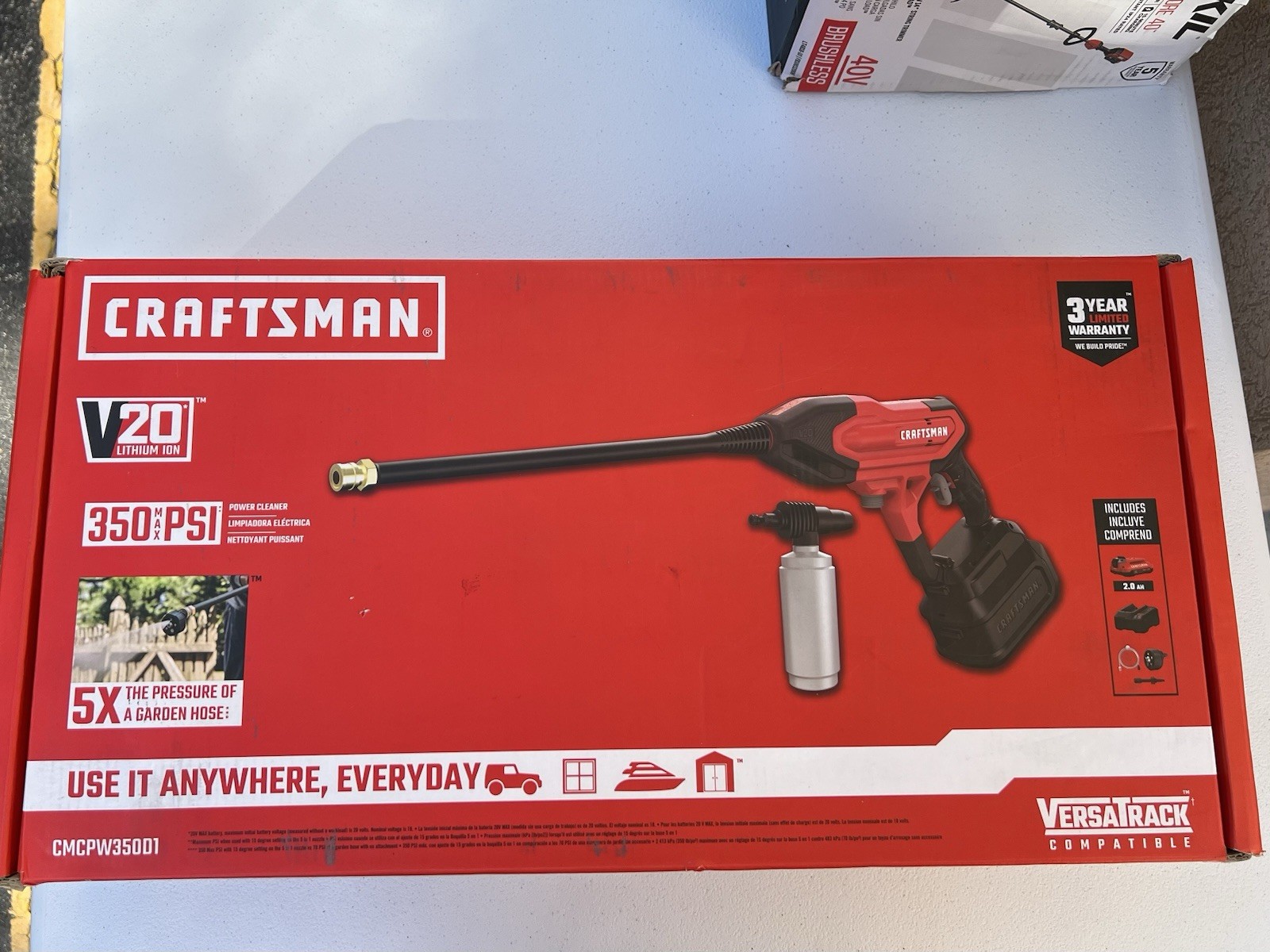 NEW Craftsman  V20 350-PSI Power Cleaner Pressure Washer Spray Gun #CMCPW350D1