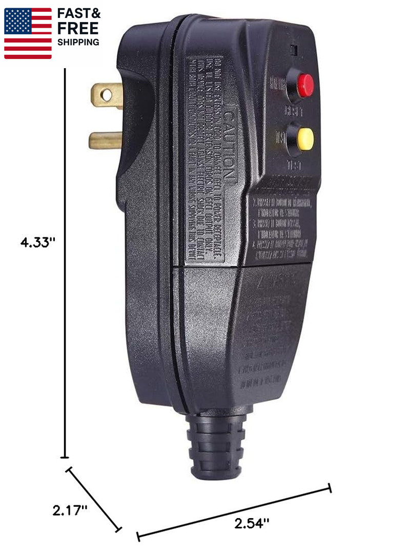 Replacement GFCI Plug for Pressure Washer Pool Pump 15Amp 3 Prong Circuit Break