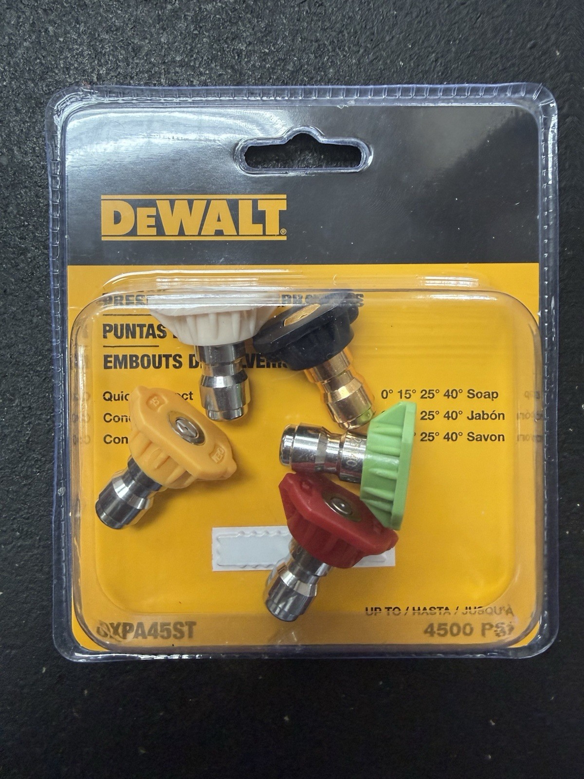 DeWALT DXPA45ST 4500 PSI Quick Connect Pressure Washer Spray Tips