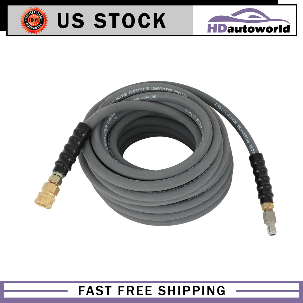 275F 3/8″ 50ft Pressure Washer Hose 4000 PSI Non-Marking Gray With Couplers