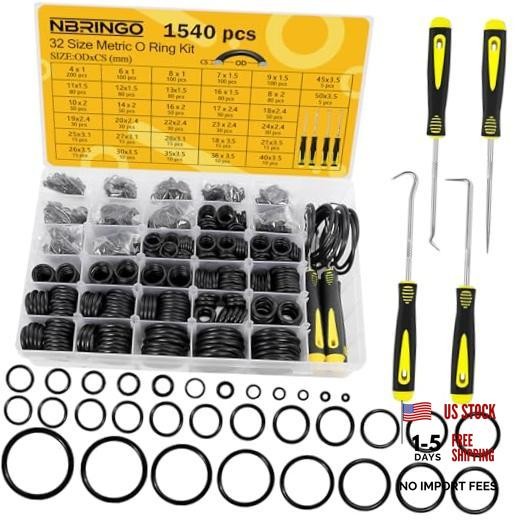 1540 PCS O Ring Assortment Kit with 4 Pick & Hook Tools – 1540 PCS O-Rings Kit