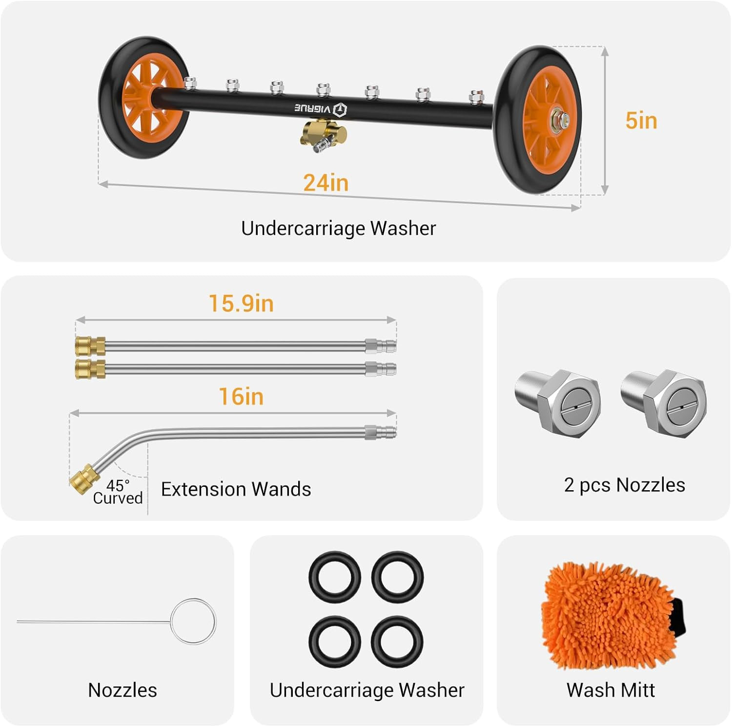 2-In-1 Undercarriage Pressure Washer Attachment,24 Inch Pressure Washer Water Br
