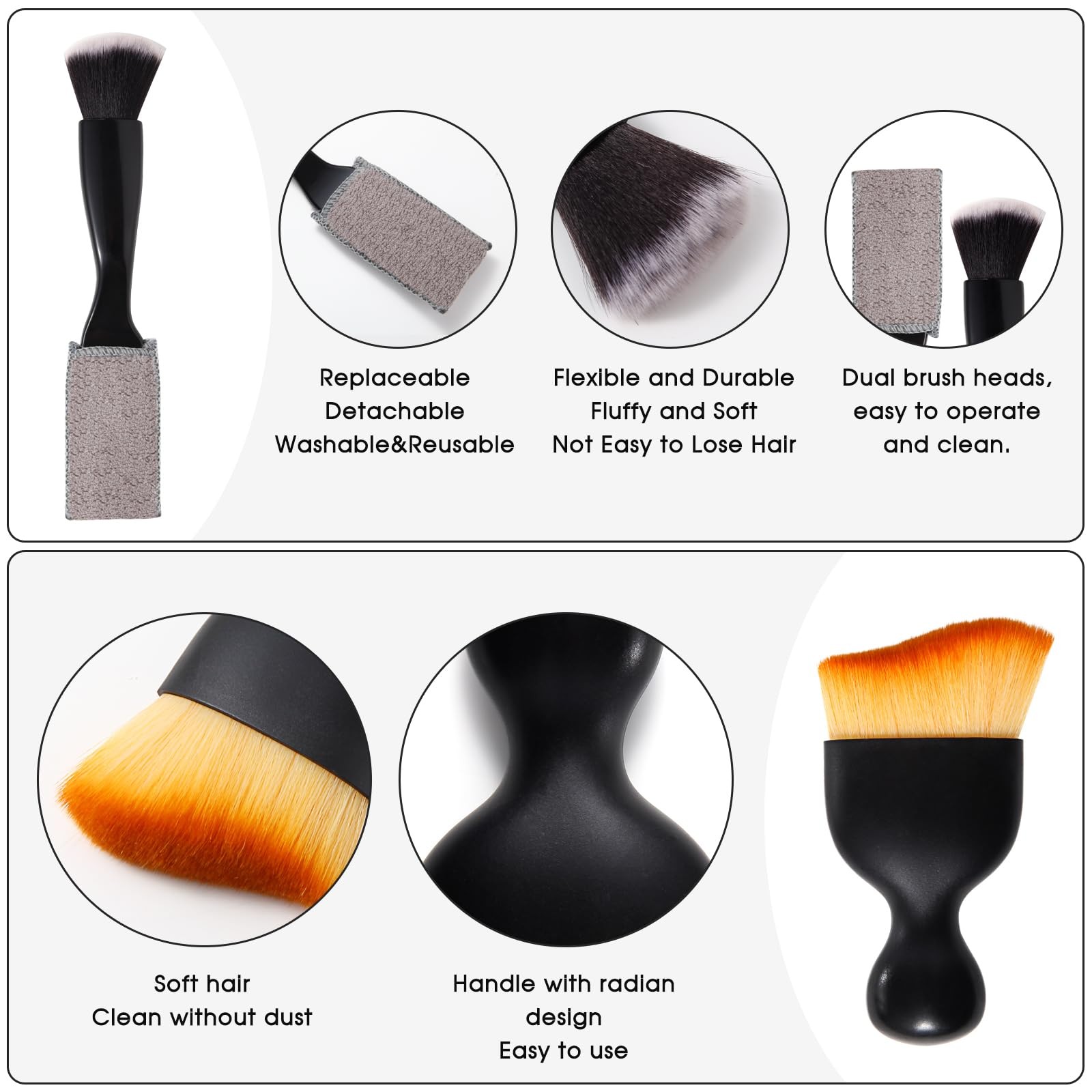 Yungeln 3 PCS Car Interior Detail Dust Brush,Soft Detailing 3pcs