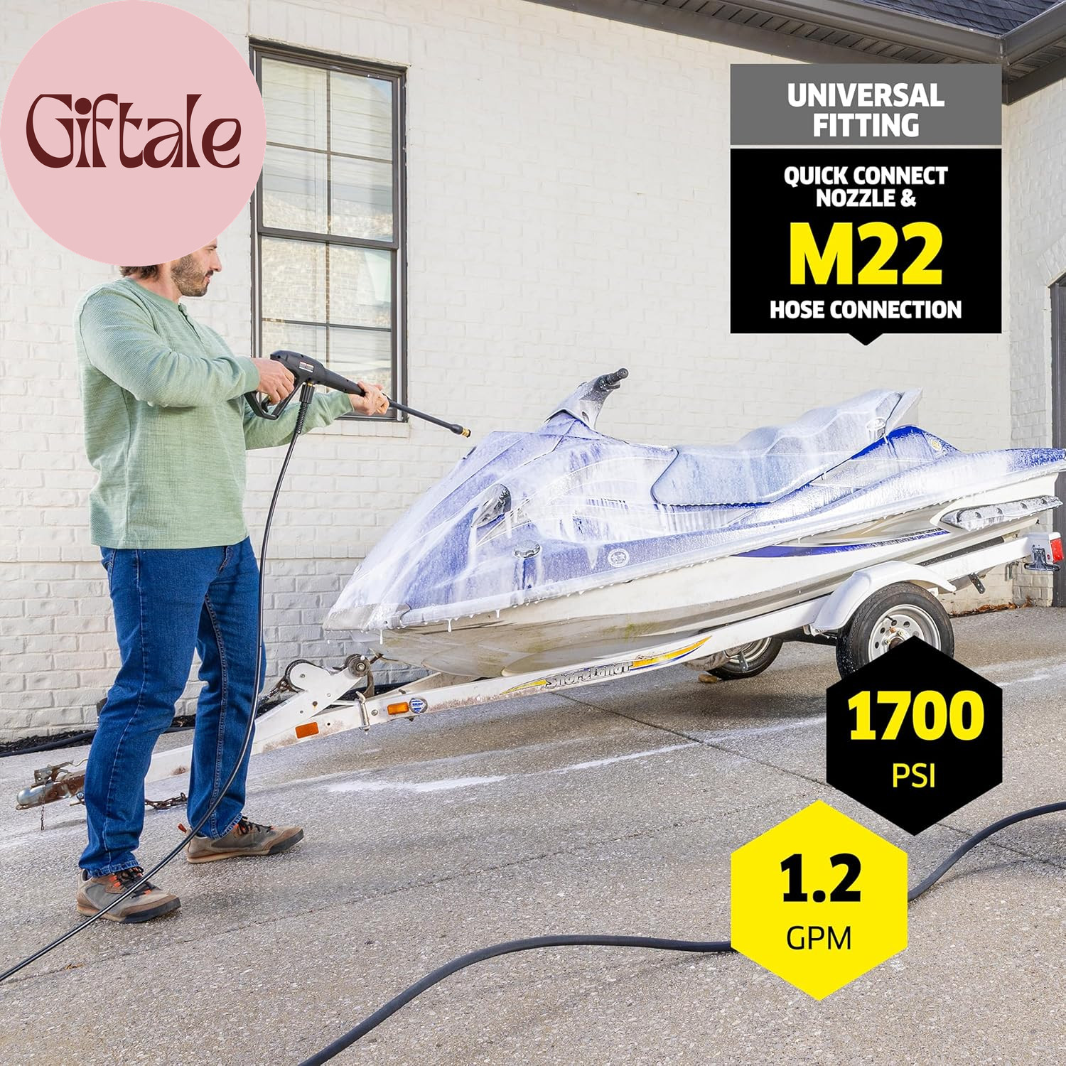 Pressure Washer K1700, CETA Certified, 3 Spray Nozzles, Detergent Tank, for Cars