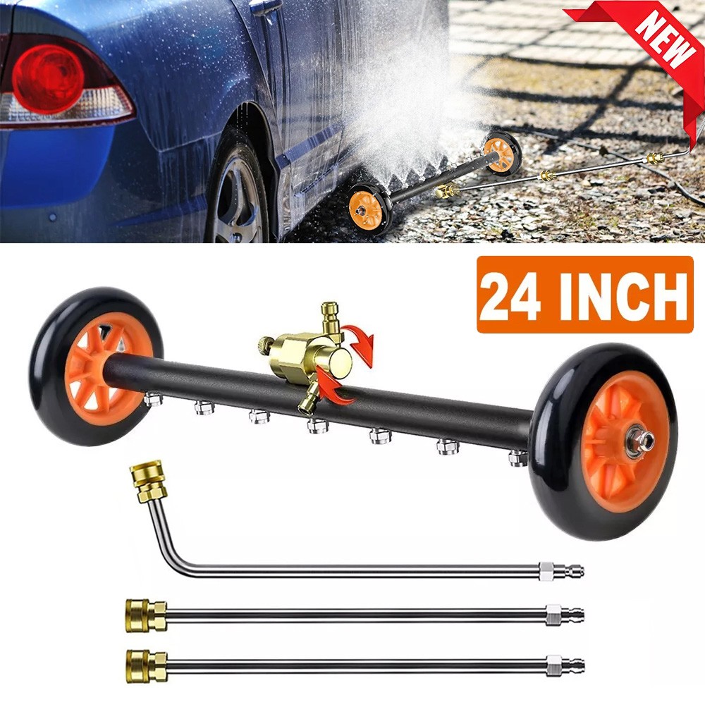 24″ 2 in 1 Pressure Washer Undercarriage Cleaner with 7 Nozzles 3 Extension Rods