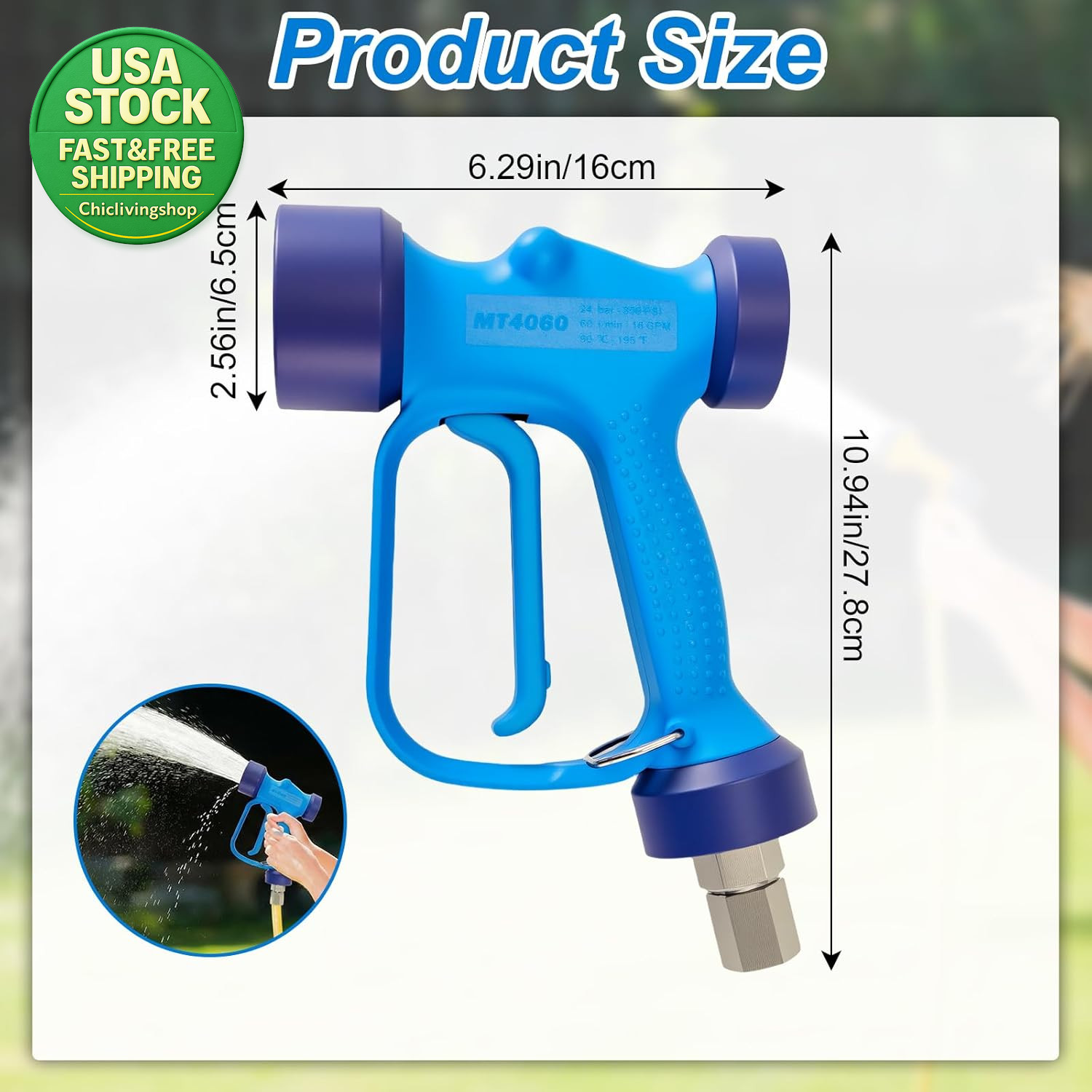 High Volume Soft Wash Gun 350 Psi 16 Gpm Brass Heavy Duty Adjustable Nozzle