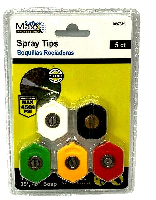 Surface Maxx Professional Spray Tips 5 Pack 0097331 Pressure Washer Nozzle