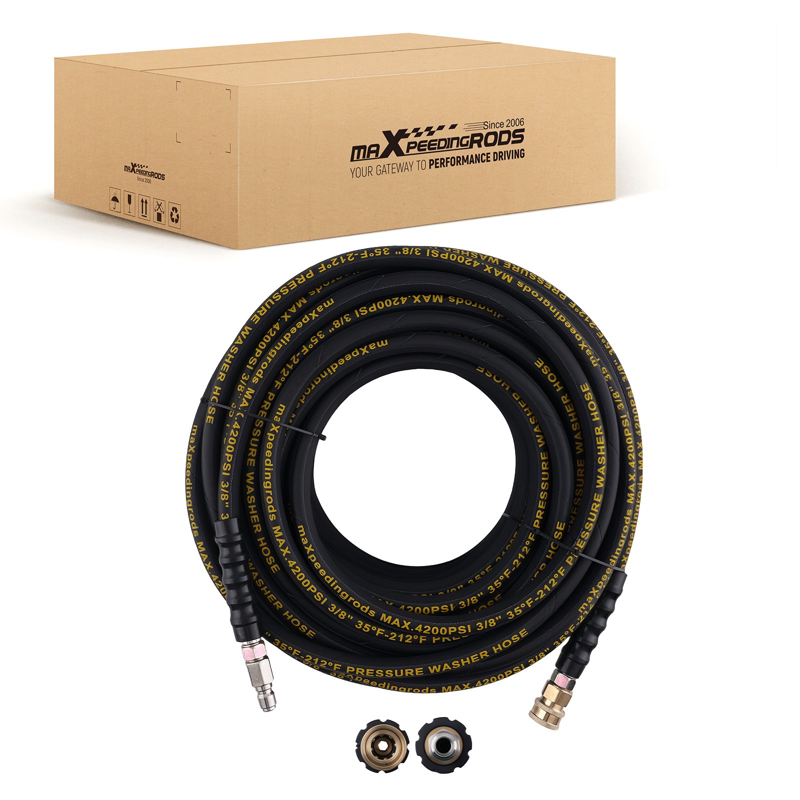 100ft 3/8″ High Pressure Washer Hose 4200PSI Steel Wire Braided w/ Coupler