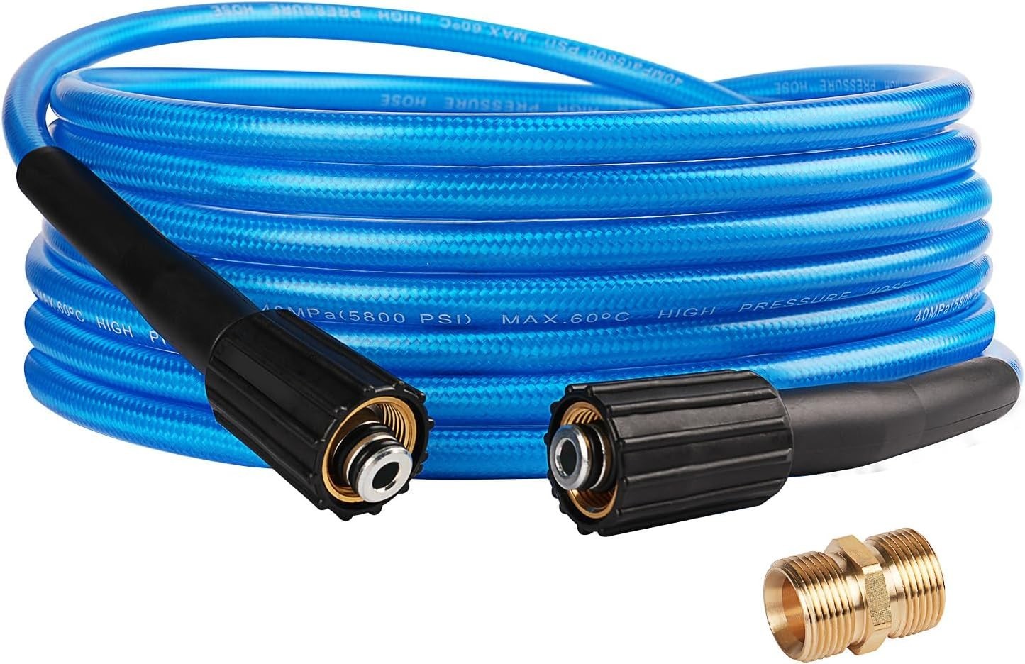 25 FT Kink Resistant Pressure Washer Hose with M22 Fittings, 3000 PSI Power