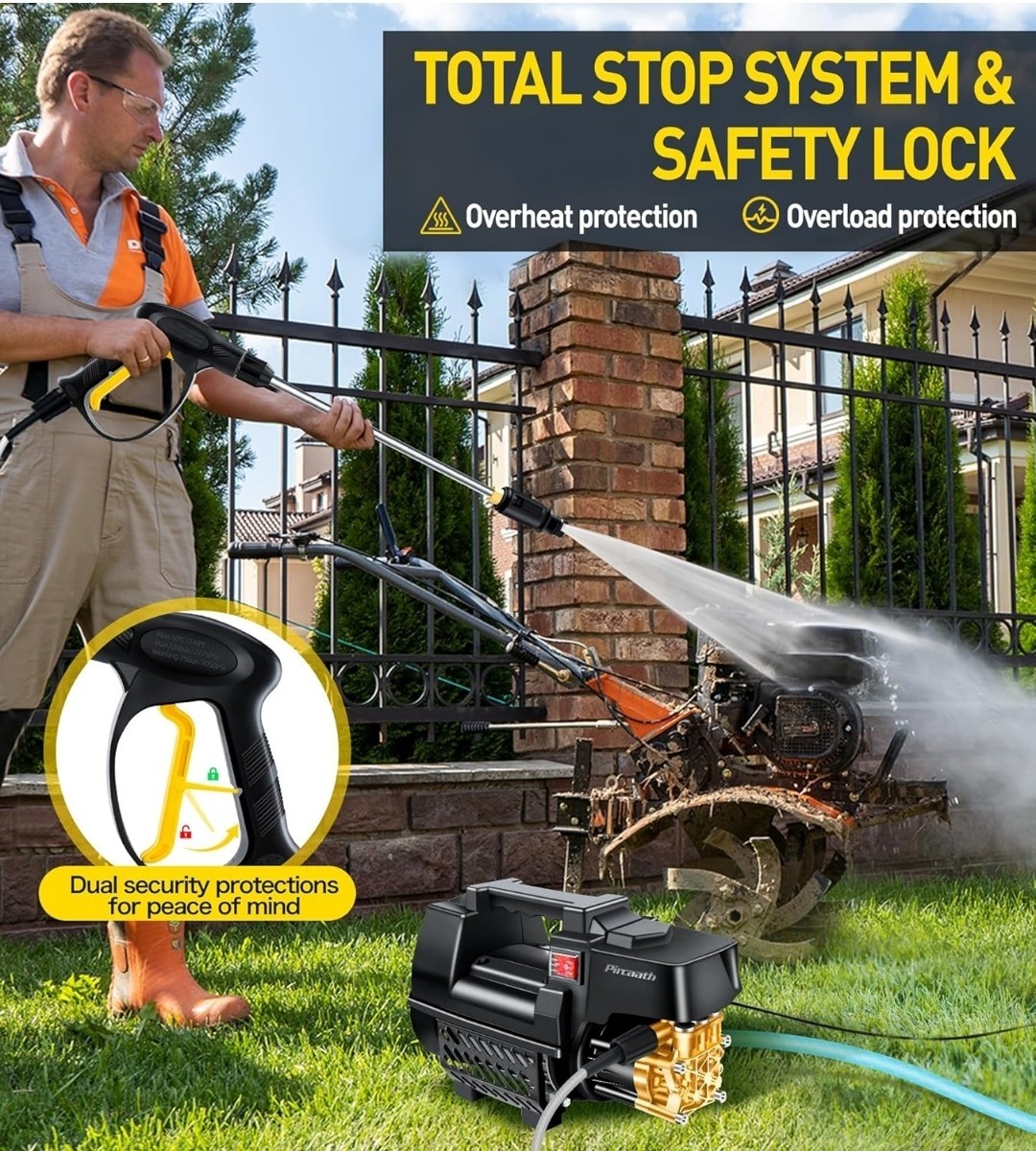 Pircaath Cold Water Corded Electric Pressure Washer 2175 PSI 2.1 GPM Kit