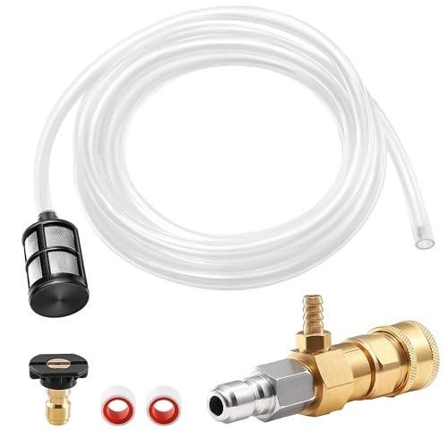 Pressure Washer Chemical Injector Kit – 3/8″ Quick Connect, Soap Siphon Hose 3-5