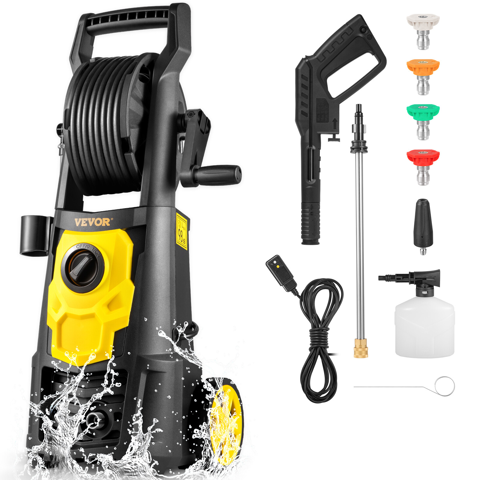 VEVOR Electric Pressure Washer High Pressure Washer 2000PSI 1.76GPM w/ Hose Reel