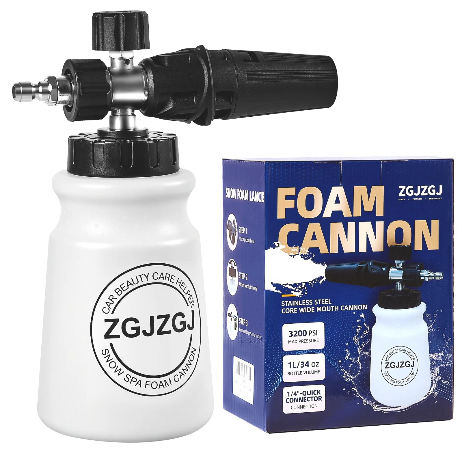 Cañon De Espuma Para Hidrolavadora 4000 PSI Boca Ancha 1 Litro De Lujo