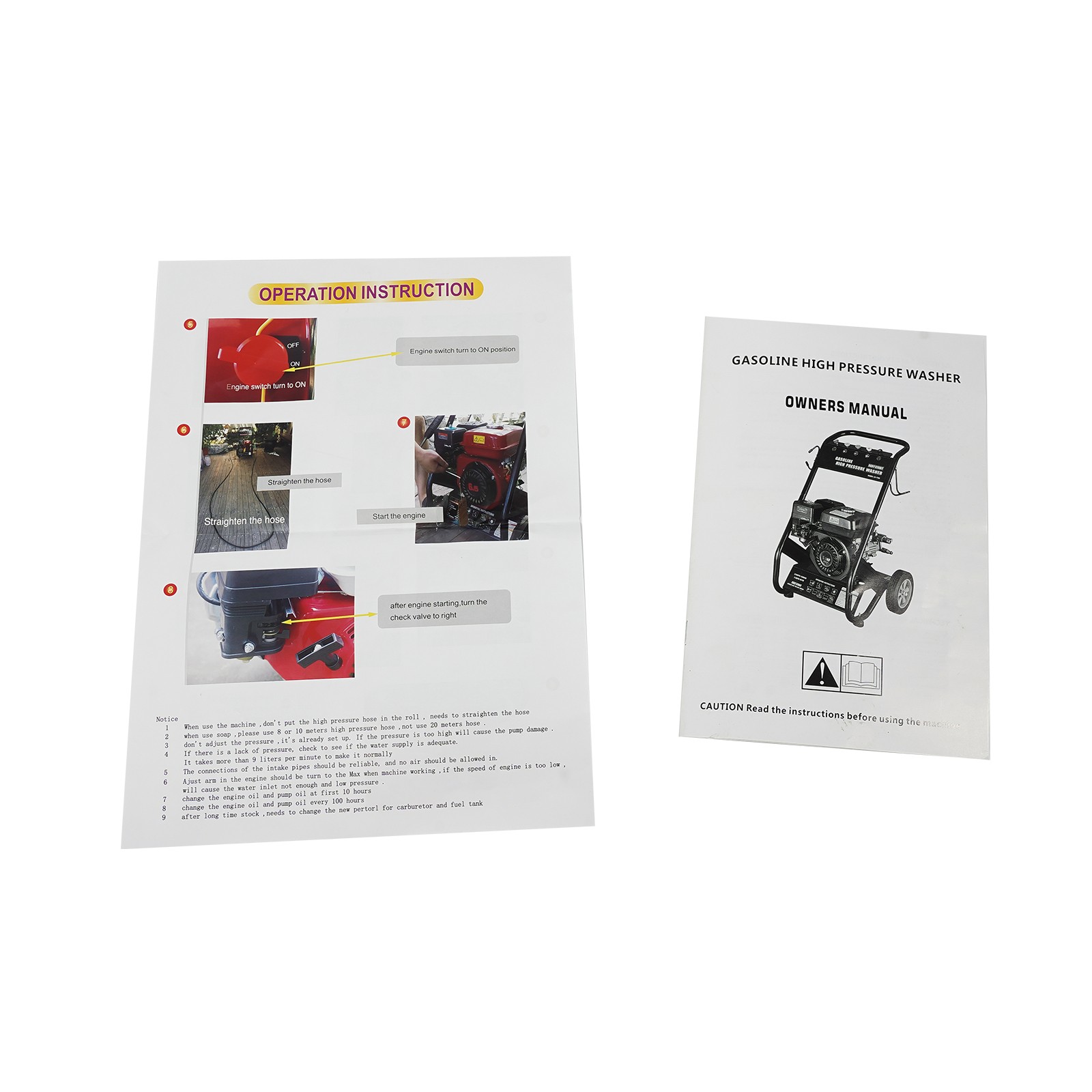 2200PSI Gasoline High Pressure Washer 7HP Gasoline Manual Washer w/ Hose 3400RPM